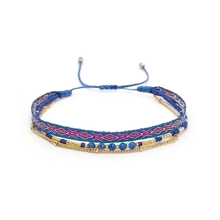 Geweven armbandje blauw