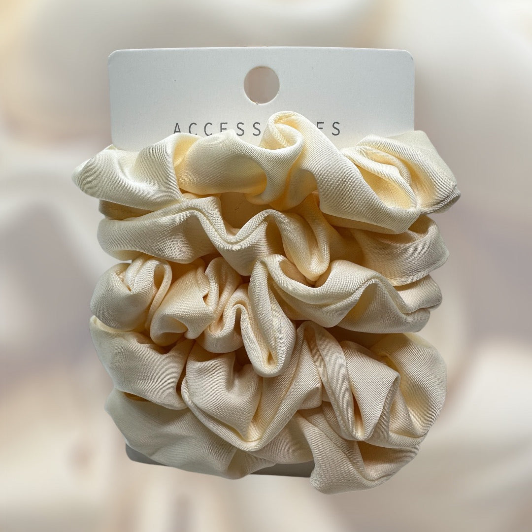 Scrunchies ecru satijn 5 stuks