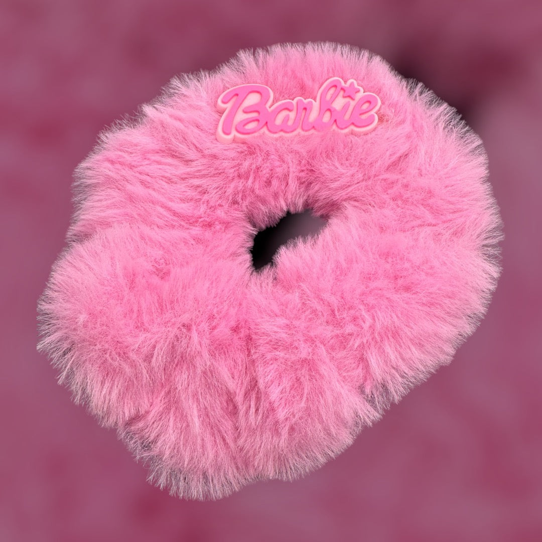 Scrunchie roze barbie pluche