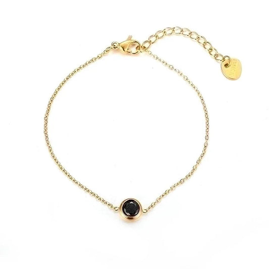 Goud armbandje met steentje zwart