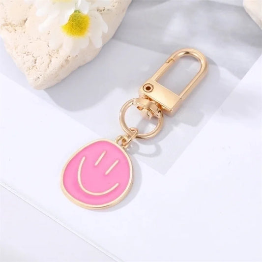 Smiley sleutelhanger pink