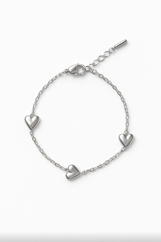 Hartjes armband zilver