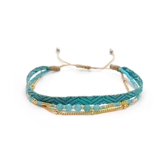 Geweven armbandje turqoise
