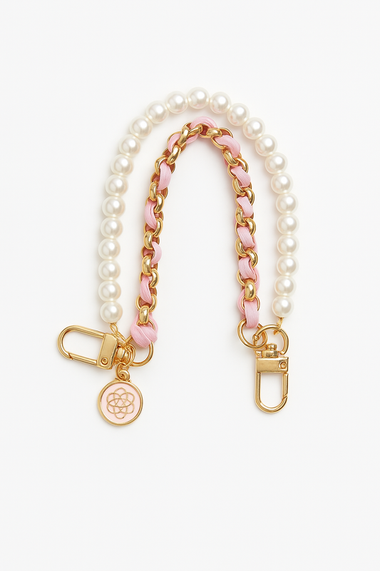 Sleutelhangen rose met parels