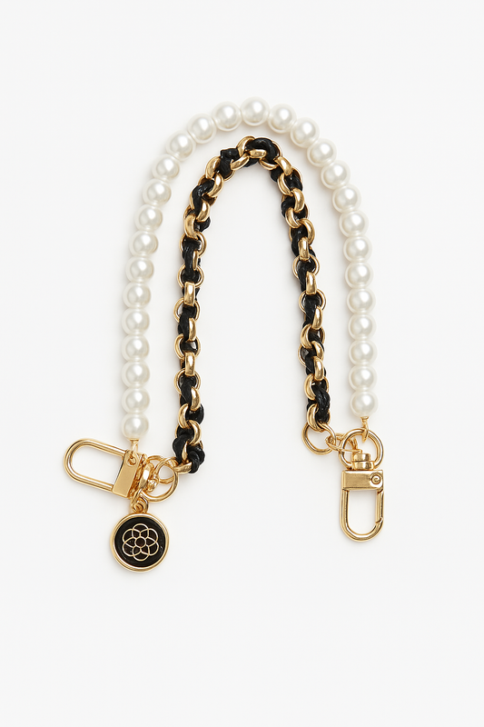 Sleutelhanger zwart met parels