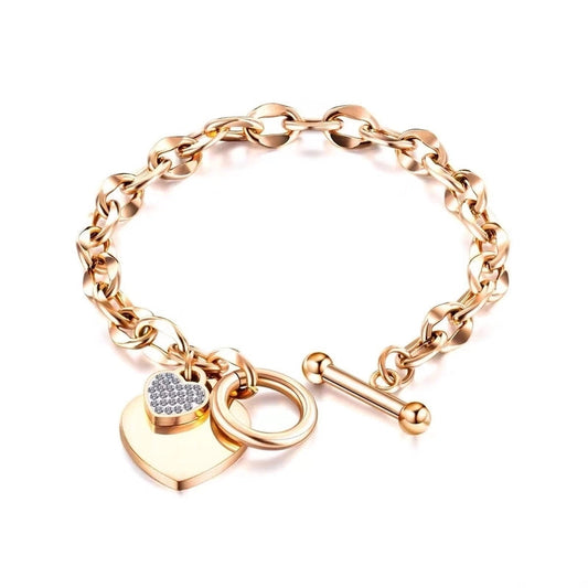 Armband rose met hart
