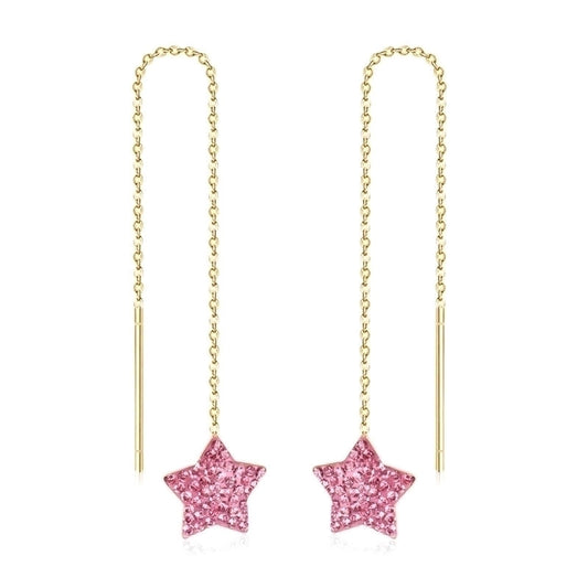 Oorbellen goud met roze ster