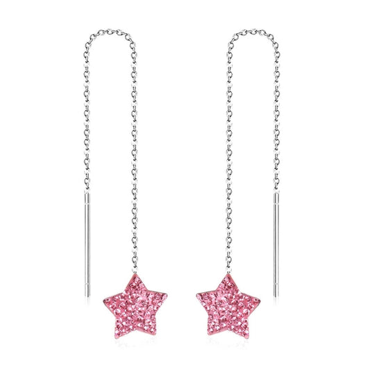 Oorbellen zilver met roze ster