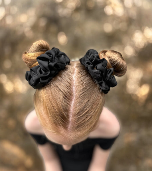 Scrunchies zwart satijn 5 stuks