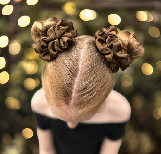 Scrunchies donker bruin satijn 5 stuks