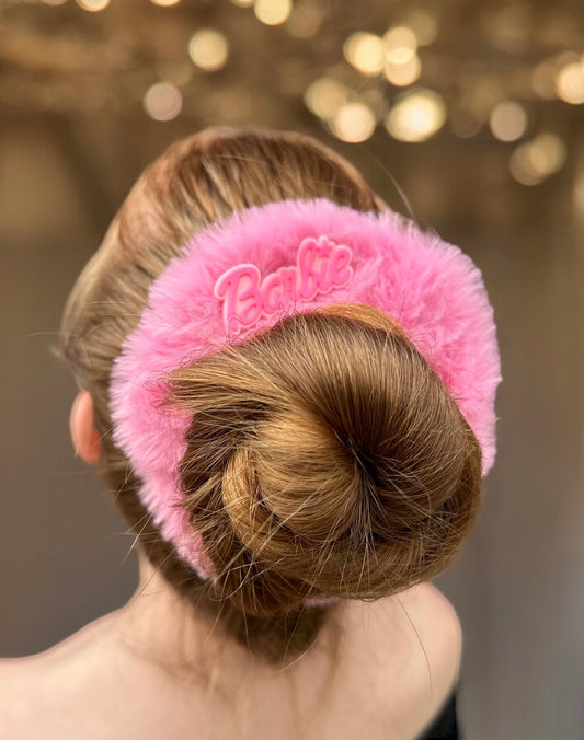 Scrunchie roze barbie pluche
