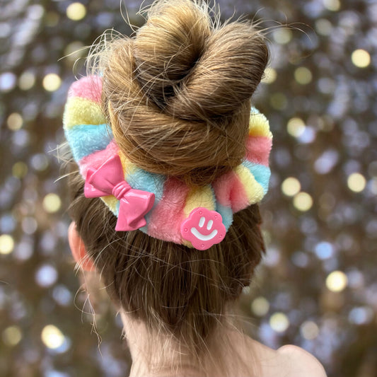 Scrunchie rainbow pluche smiley